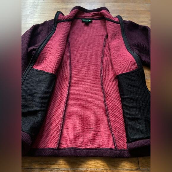EASTERN MOUNTAIN SPORTS Maroon Full-Zip Wool Sweater sz X-Small - Picture 5 of 11